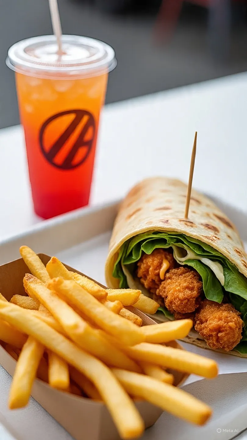 CRISPY CHICKEN WRAP  FRIES  SOFT DRINK