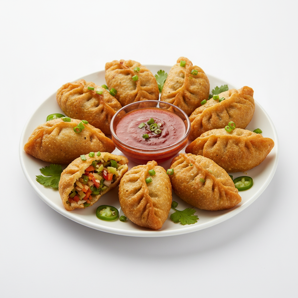 VEG MOMOS (FRIED) - 8 Pcs