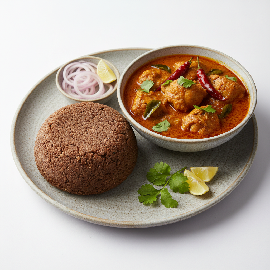 Ragi mudda+chicken curry