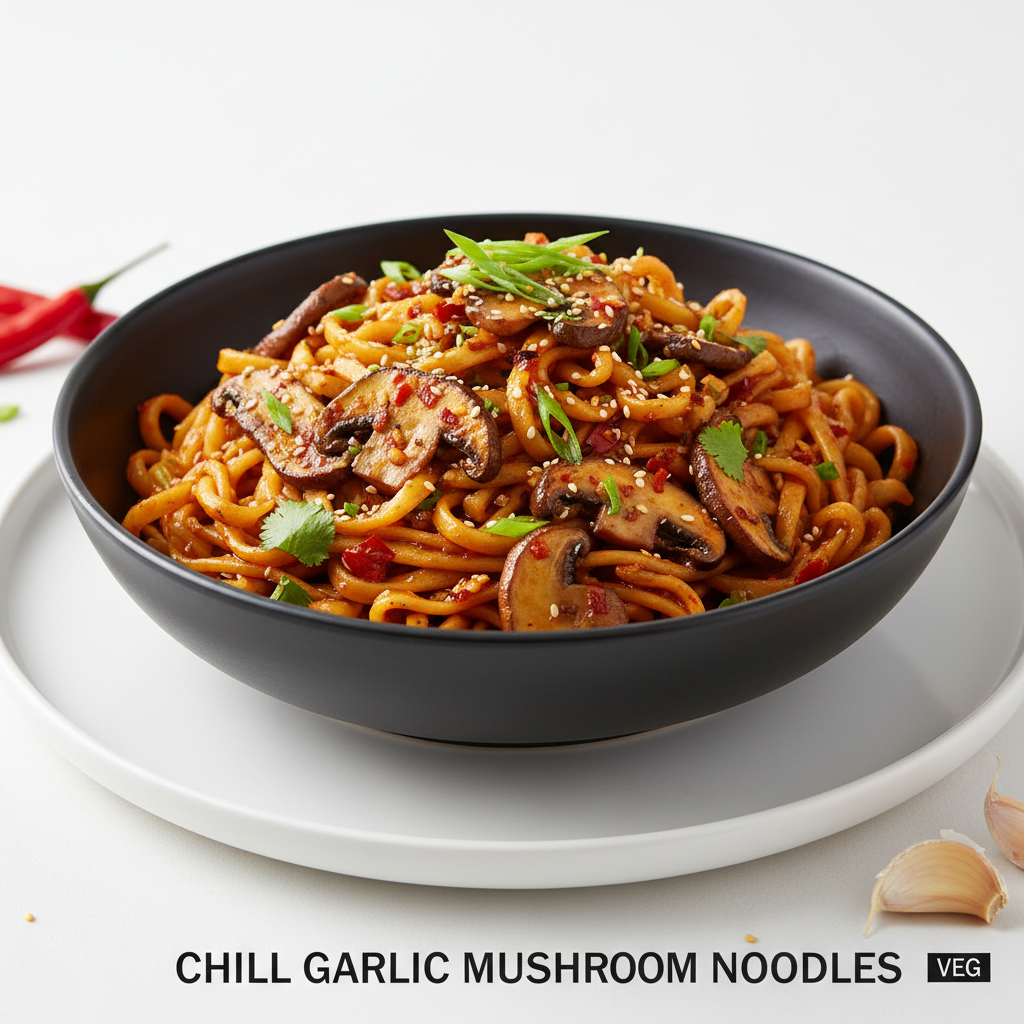 CHILL GARLIC MUSHROOM NOODLES