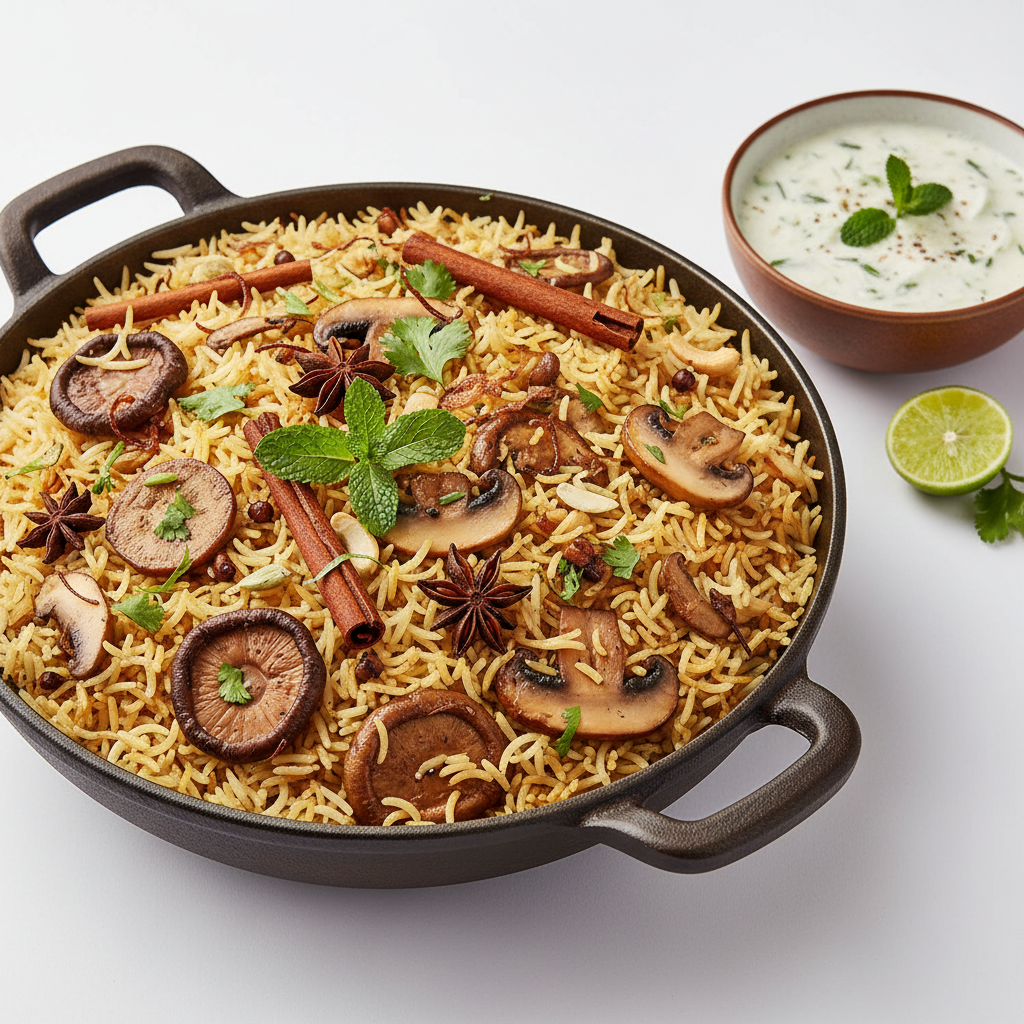 Mushroom biryani
