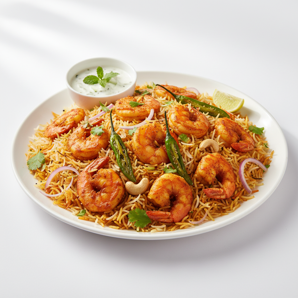 RCMB fried prawns biryani