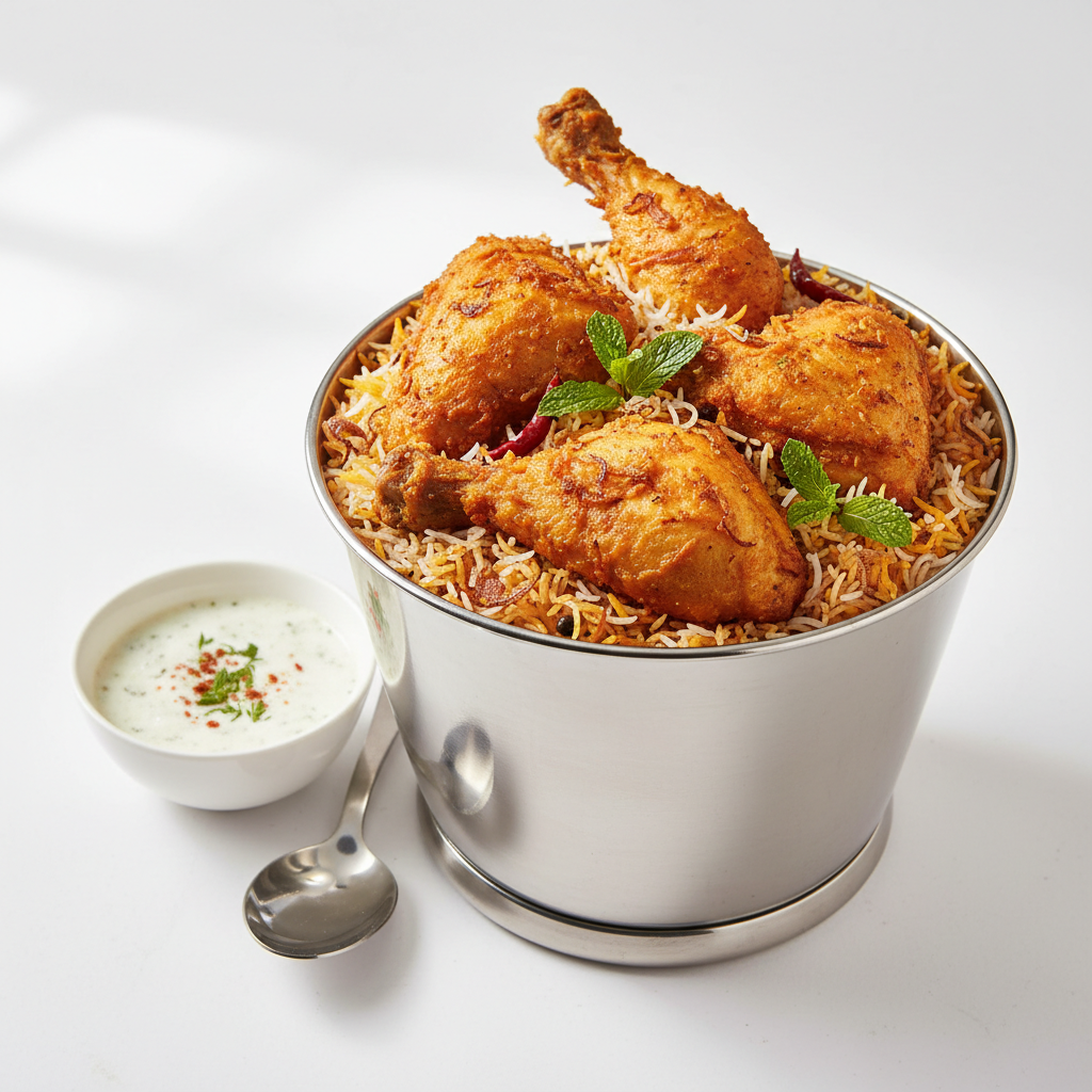 Chicken Fry piece Bucket biryani (serve 5)