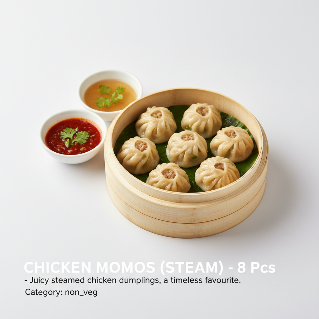 CHICKEN MOMOS (STEAM) - 8 Pcs