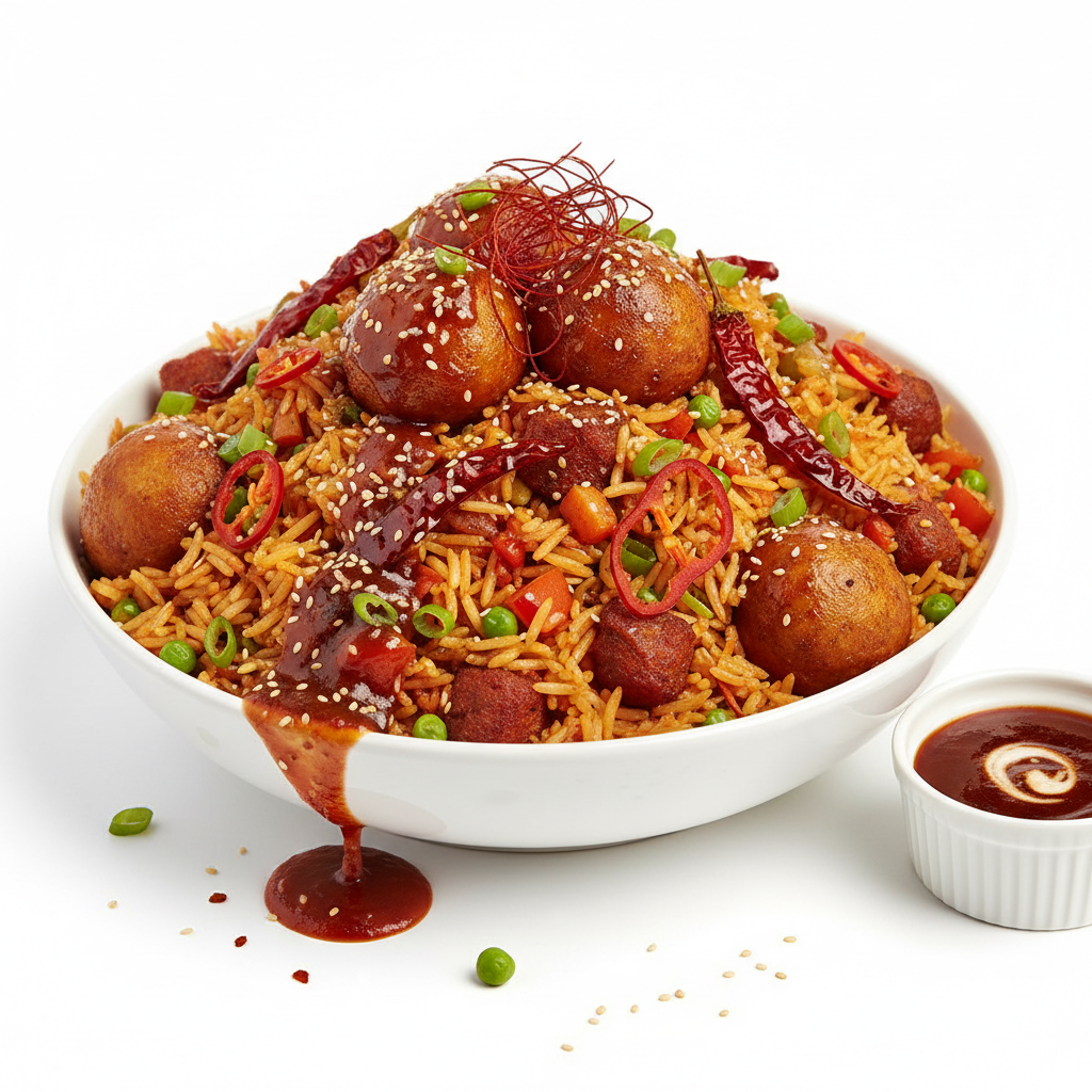 VEG MANCHURIAN SCHEZWAN FRIED RICE