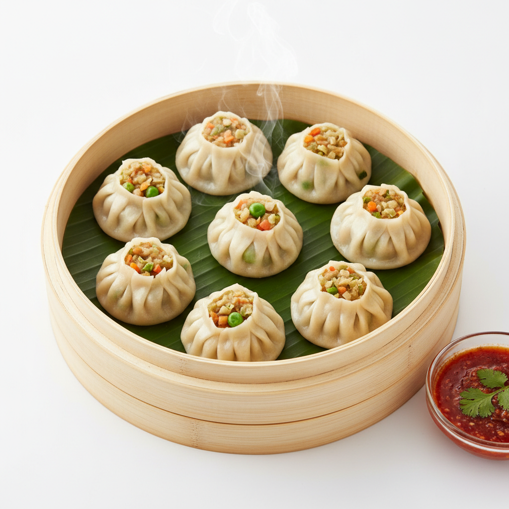VEG MOMOS (STEAM) - 8 Pcs