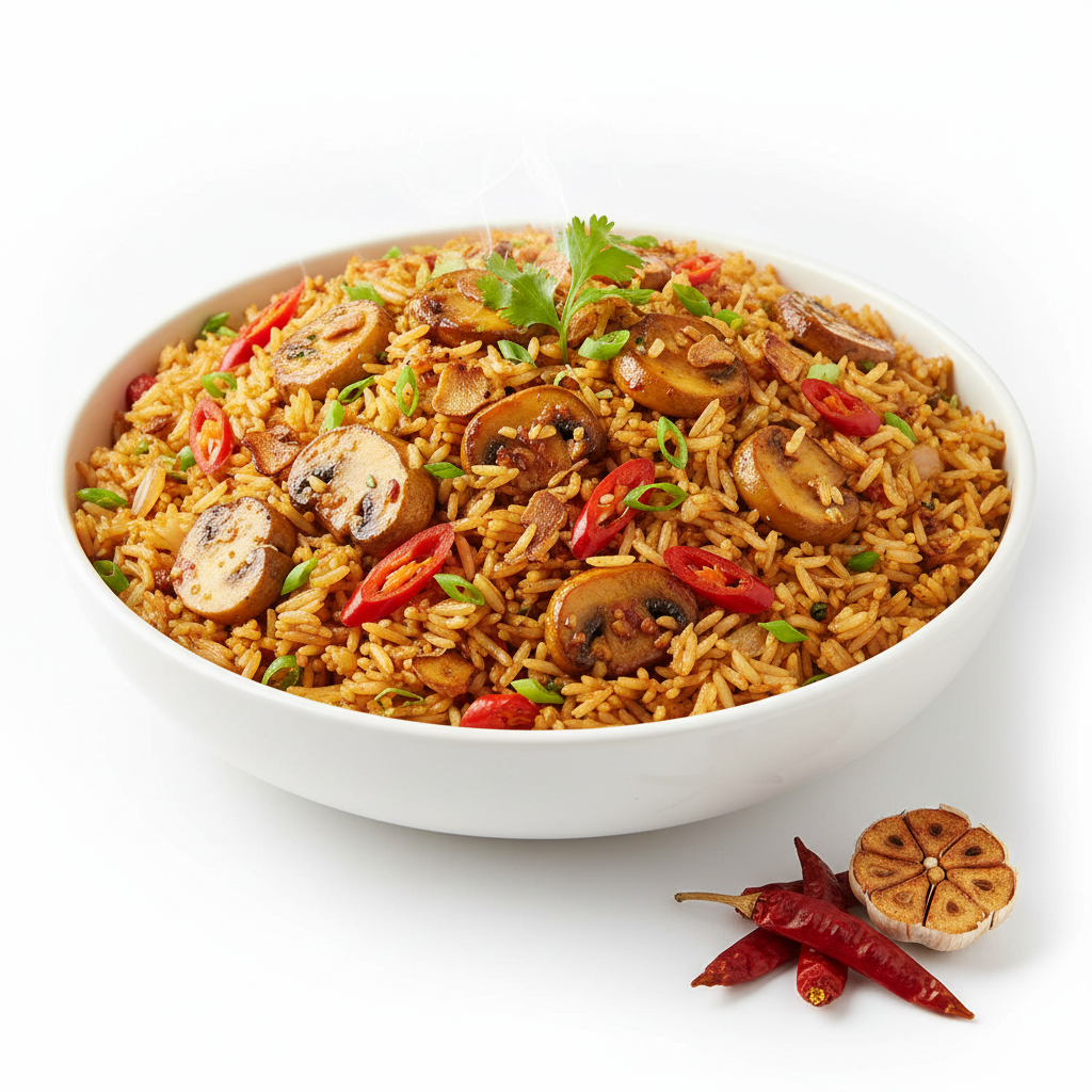 CHILLI GARLIC MUSHROOM FRIED RICE