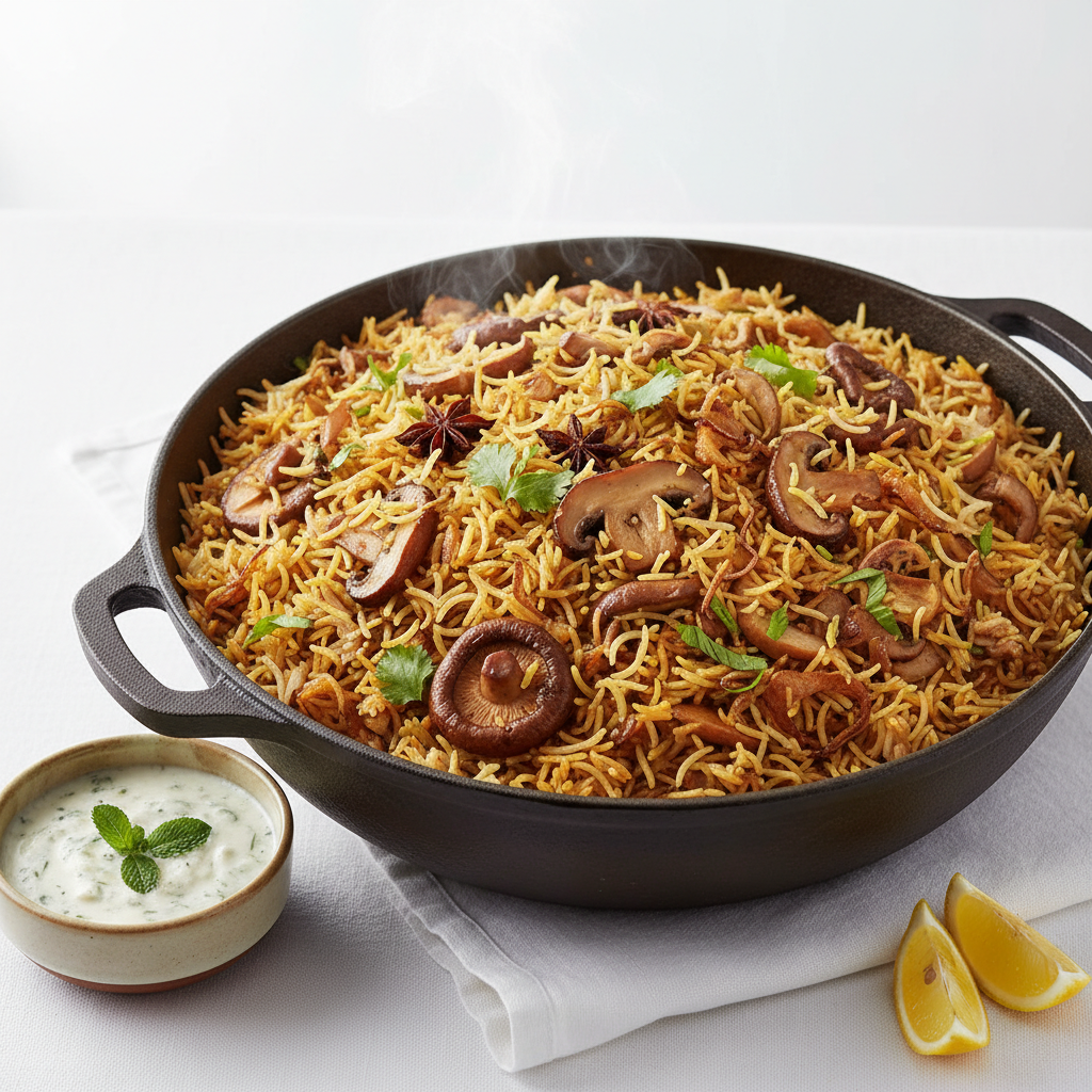 Mushroom biryani