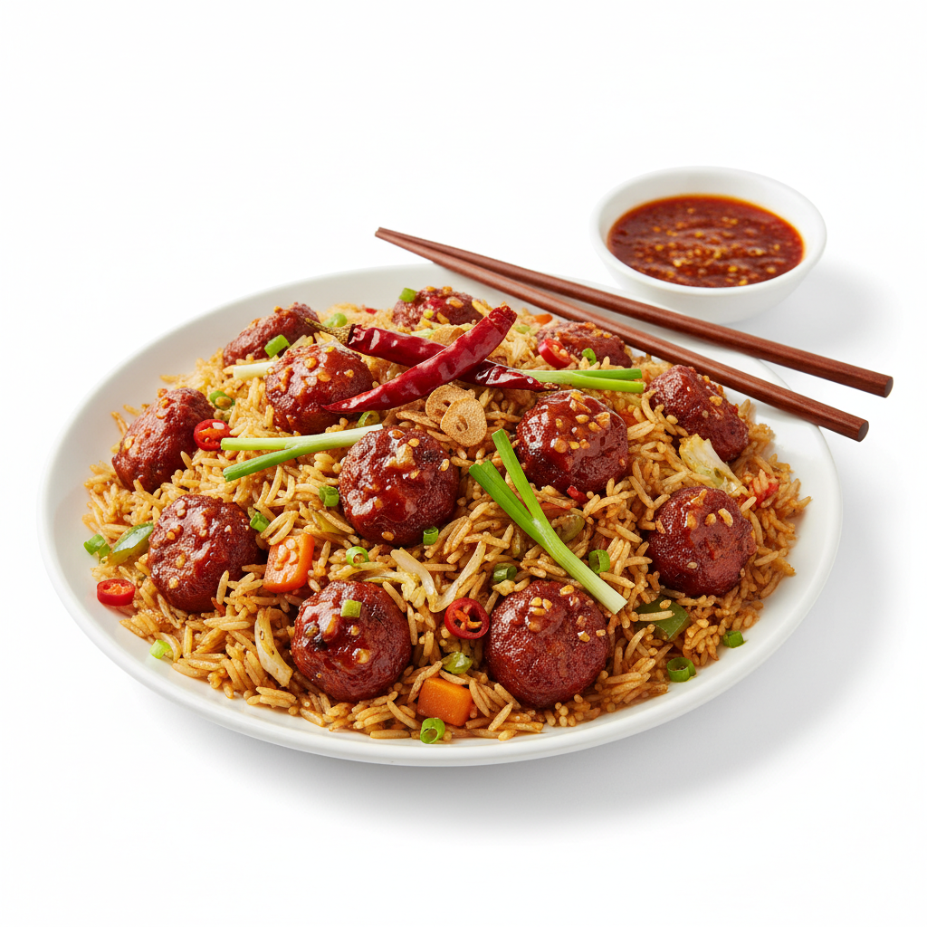 CHILLI GARLIC VEG MANCHURIAN FRIED RICE