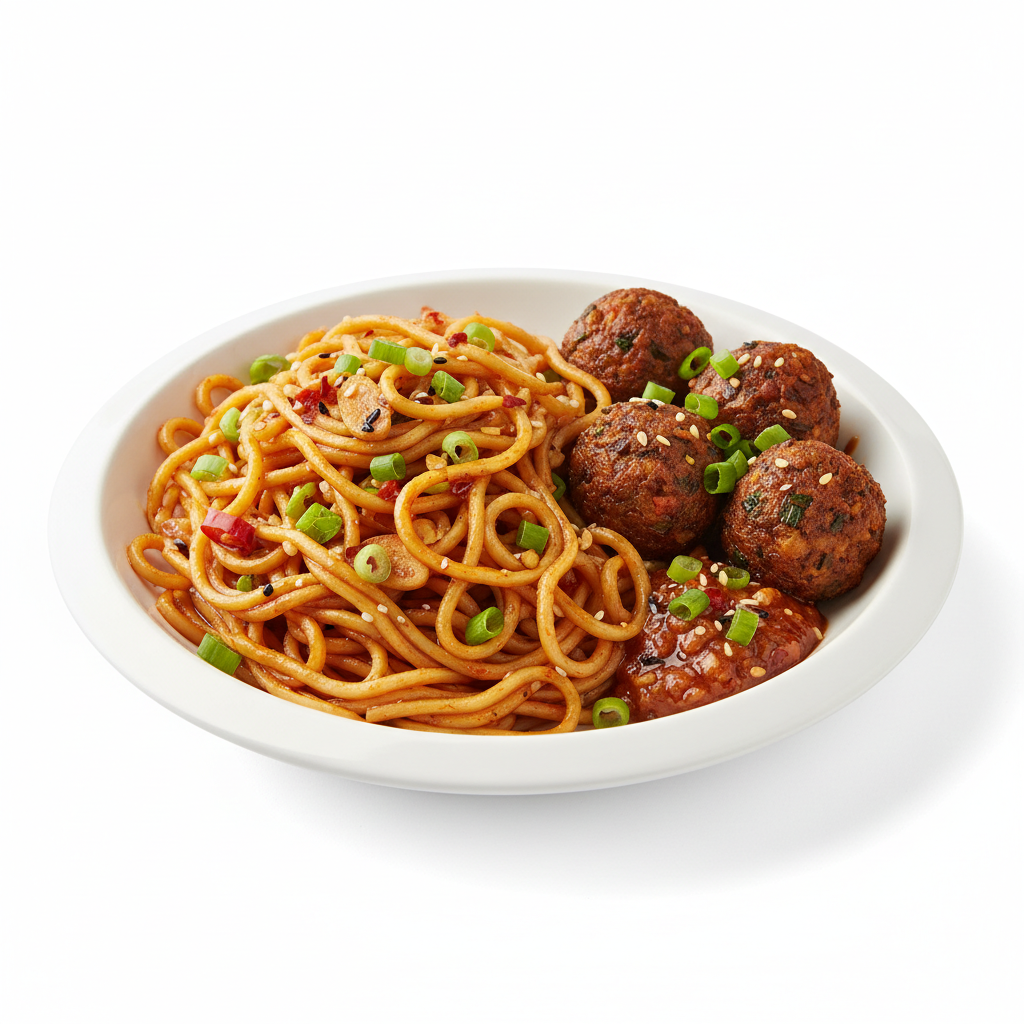 CHILL GARLIC VEG MANCHURIAN NOODLES