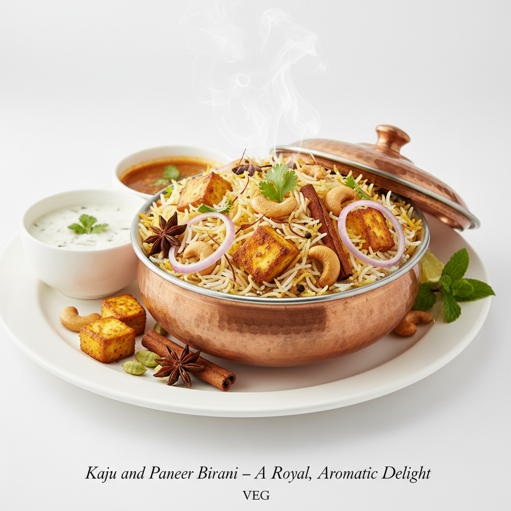 Kaju and paneer biryani