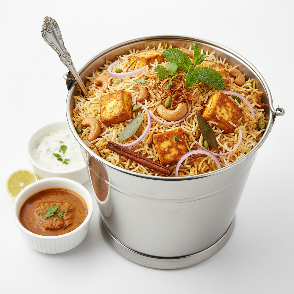 Kaju and paneer Bucket biryani