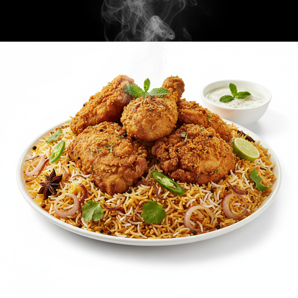 Chicken fry piece biryani