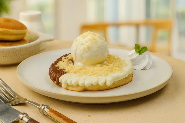 Belgian Milk & White Chocolate Pancake Sundae