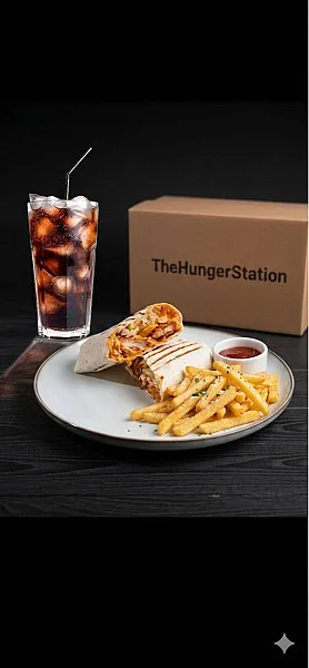 Chicken Wrap, Fries And Cool Drink