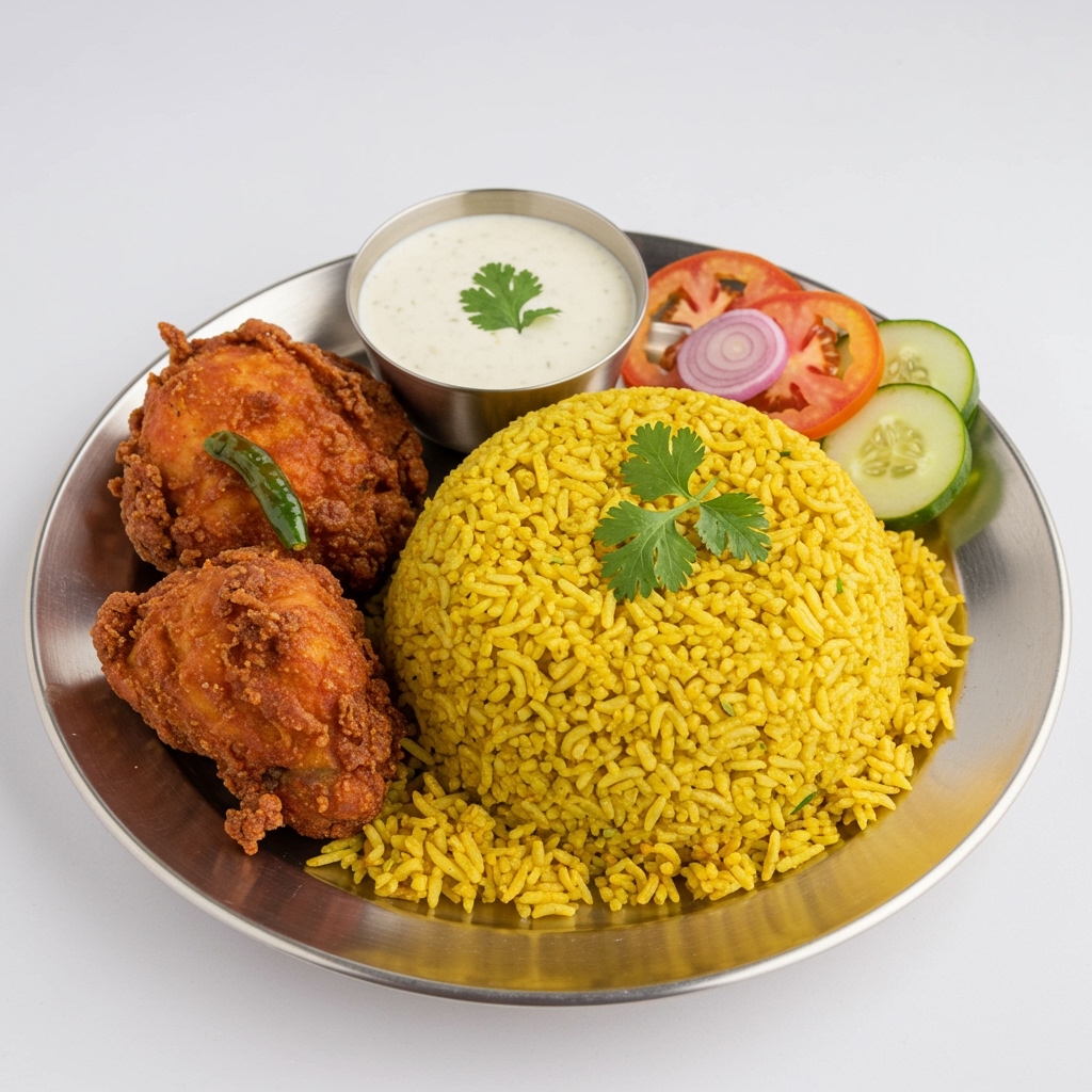 Bagara Rice + Chicken Fry + Salad
