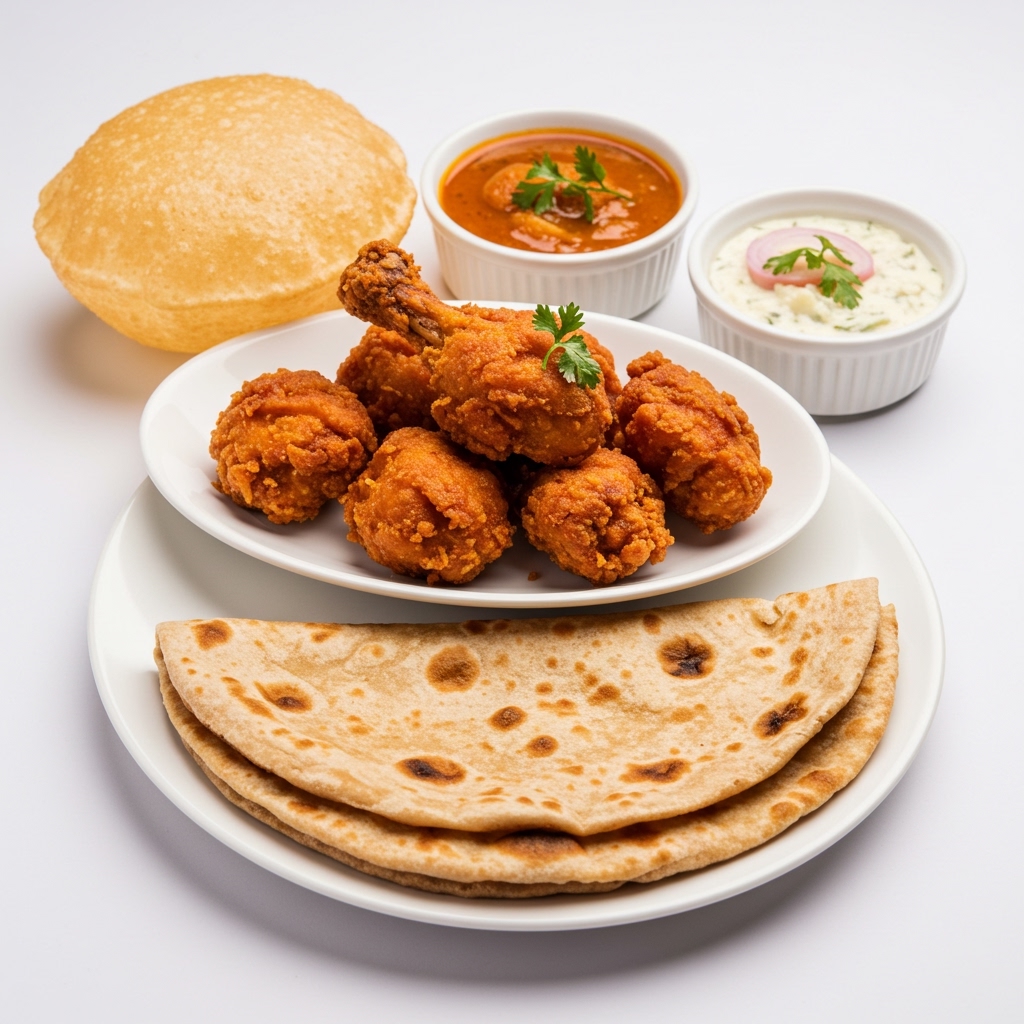 Chicken Fry + Chapathi / Poori / Pulka