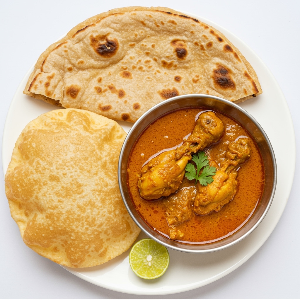 Chicken Curry + Chapathi / Poori / Pulka