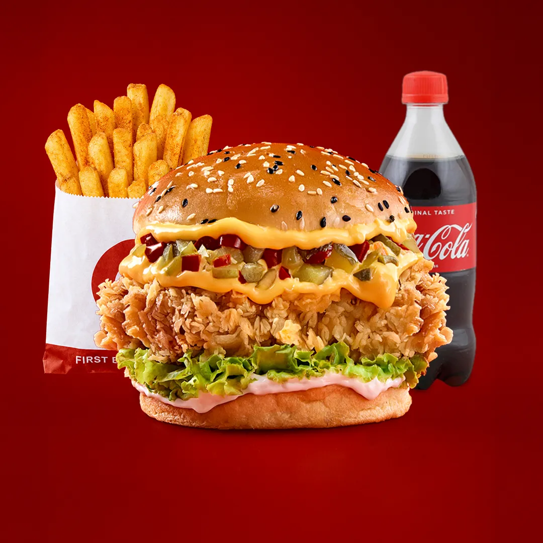 American Cheesy Burger Meal