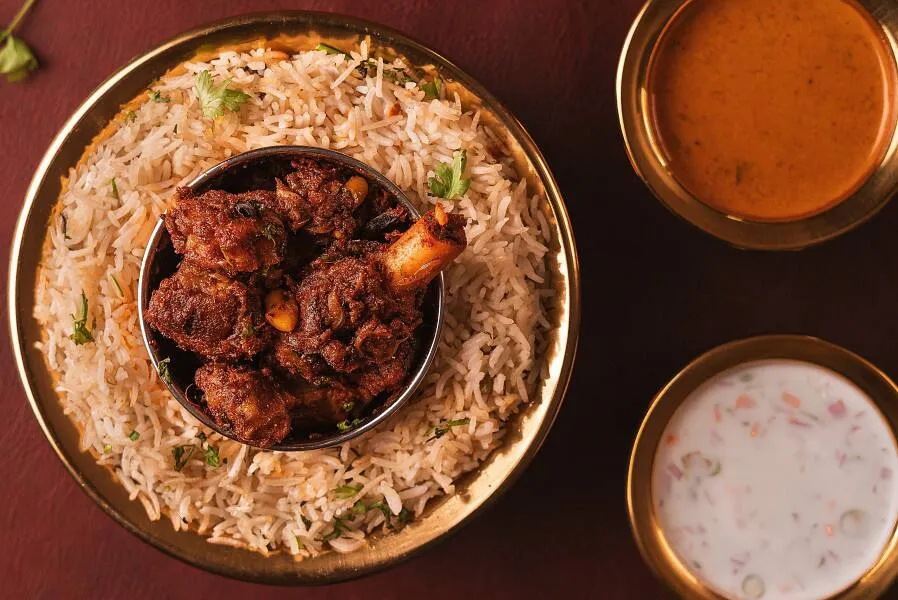 Bagara Rice With Mutton Curry - Full