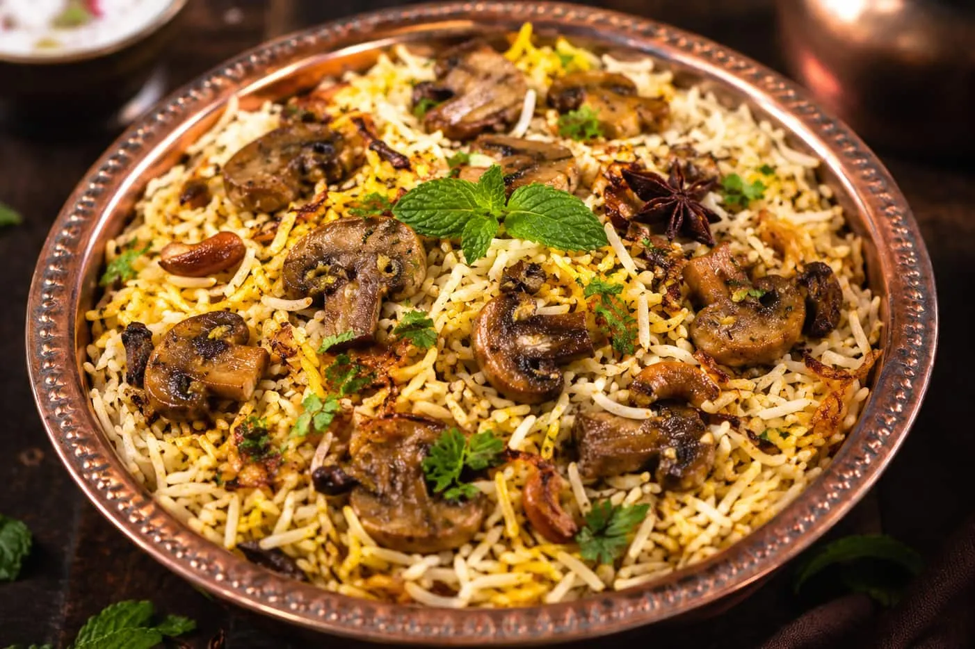 Mushroom biryani
