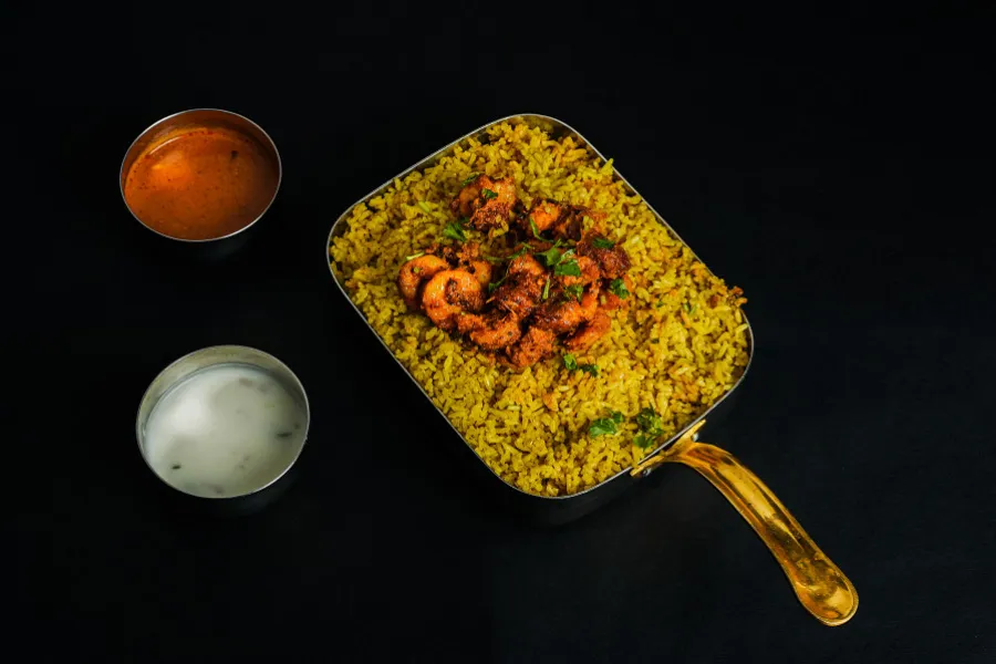Chitti Muthyalu Prawns Fry Piece Pulao - Full