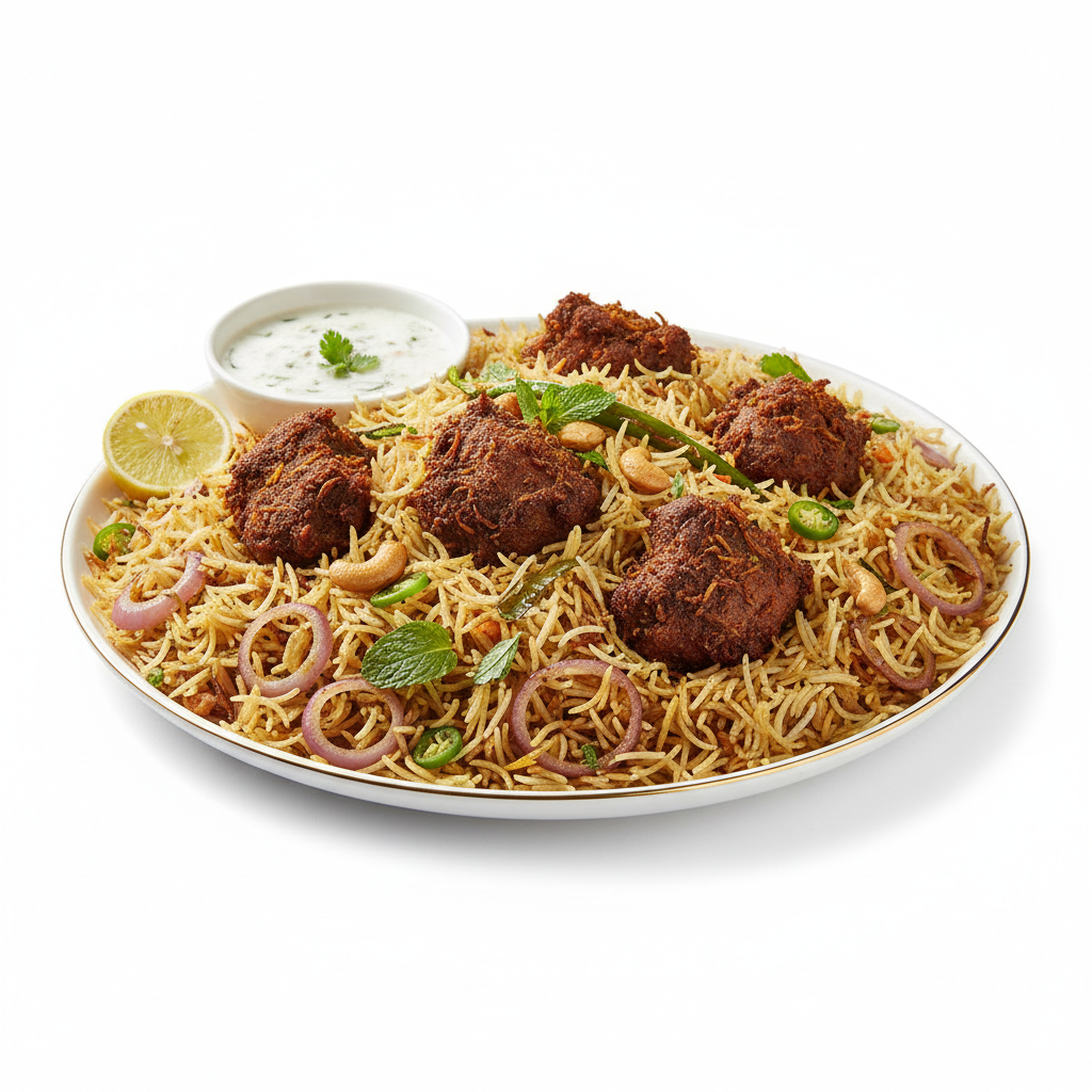 Hyderabad Mutton Fry Pulao Full