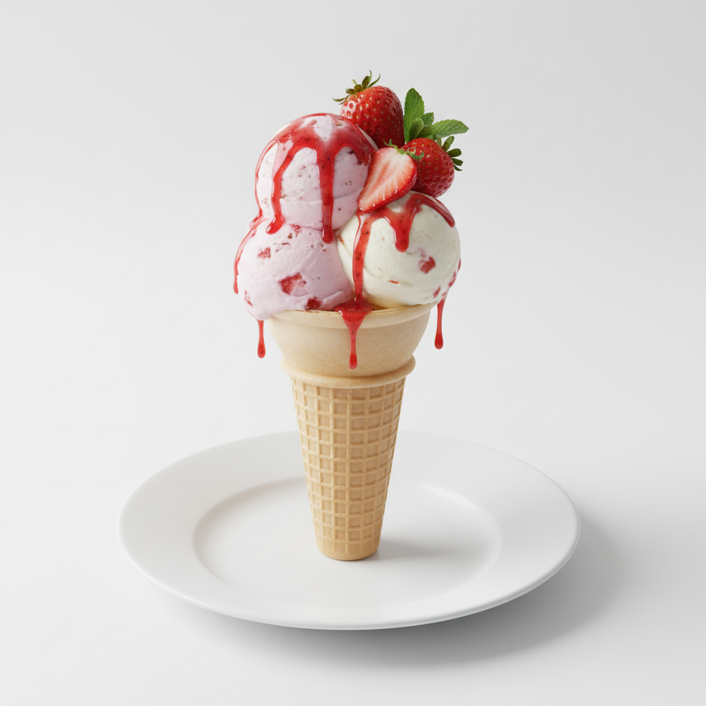 Cone Strawberry Vanila