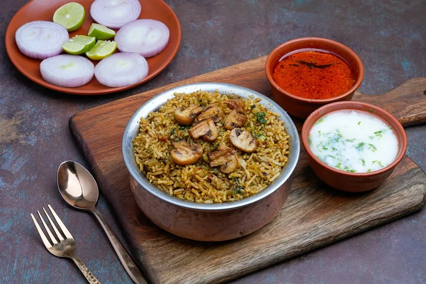 Gongura Mushroom Biryani - Single