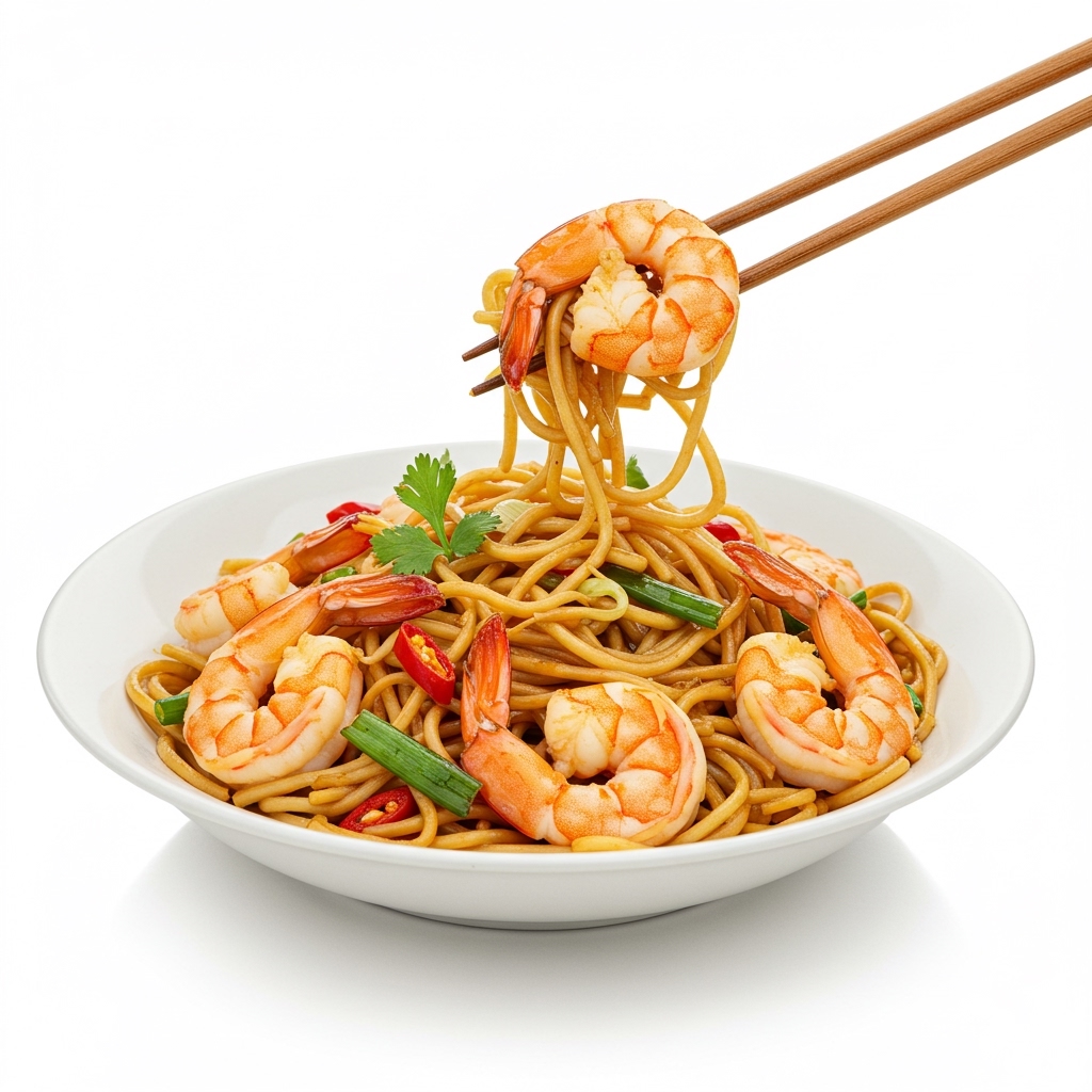 Hakka Noodles Prawns